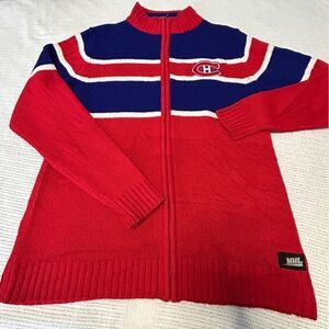 Ilanco Vintage Men’s Medium Zip Cardigan Montreal Canadians Red Blue White NHL